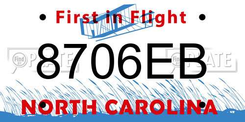8706EB North Carolina License Plate