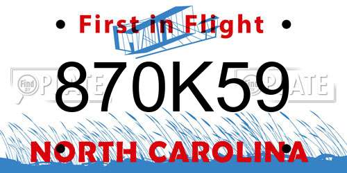 870K59 North Carolina License Plate