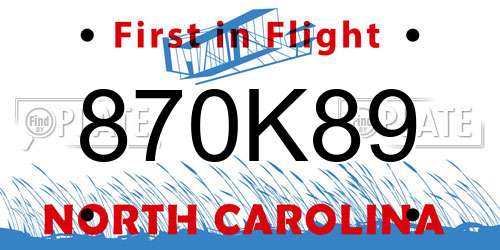 870K89 North Carolina License Plate