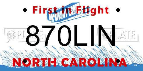 870LIN North Carolina License Plate