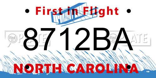 8712BA North Carolina License Plate