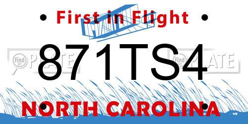 871TS4 North Carolina License Plate