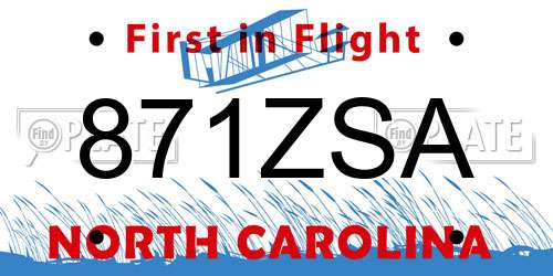 871ZSA North Carolina License Plate