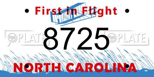 8725 North Carolina License Plate