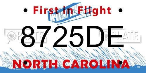 8725DE North Carolina License Plate