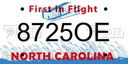 8725OE North Carolina License Plate
