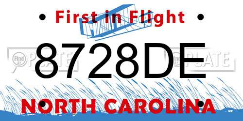 8728DE North Carolina License Plate