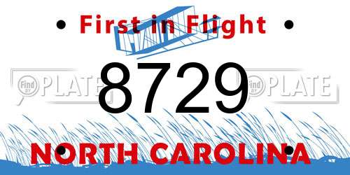8729 North Carolina License Plate