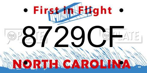 8729CF North Carolina License Plate