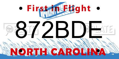 872BDE North Carolina License Plate