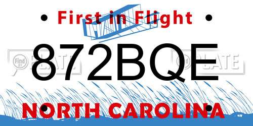 872BQE North Carolina License Plate