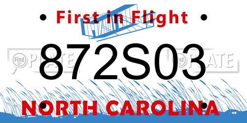 872S03 North Carolina License Plate