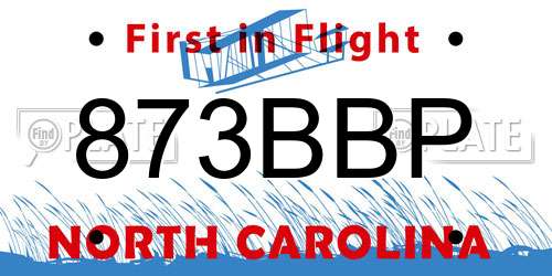 873BBP North Carolina License Plate