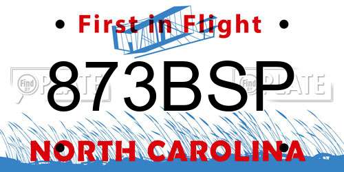 873BSP North Carolina License Plate