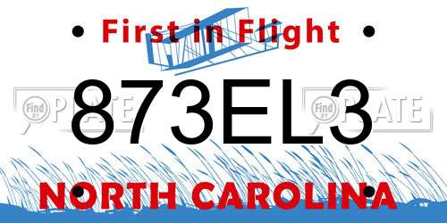 873EL3 North Carolina License Plate
