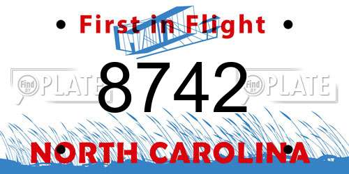 8742 North Carolina License Plate