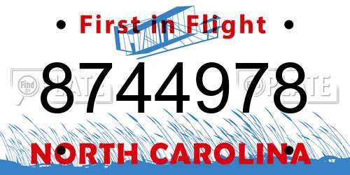 8744978 North Carolina License Plate