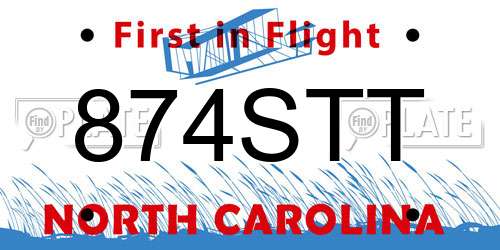 874STT North Carolina License Plate
