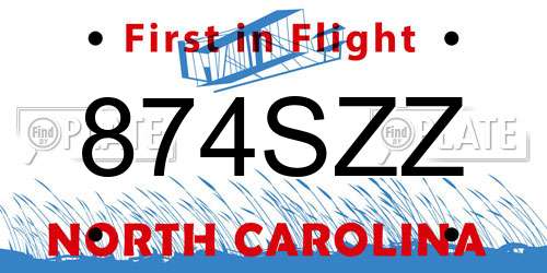 874SZZ North Carolina License Plate