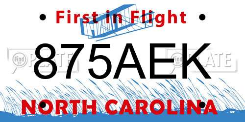 875AEK North Carolina License Plate