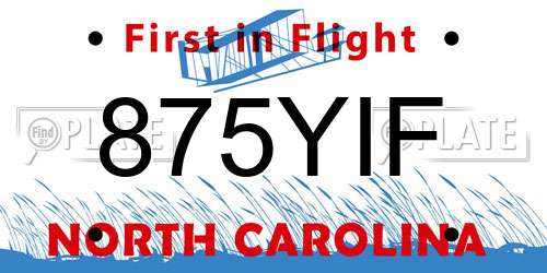 875YIF North Carolina License Plate