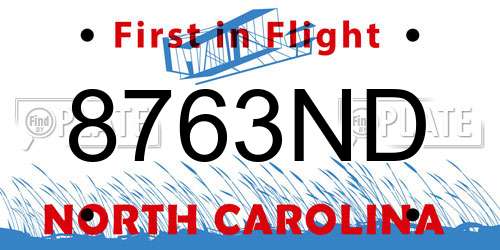 8763ND North Carolina License Plate
