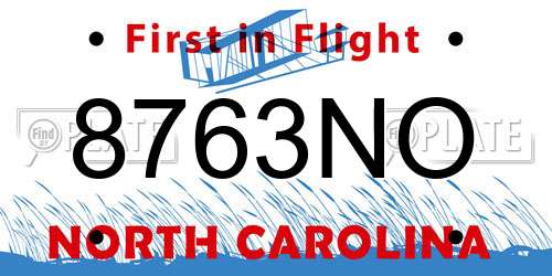8763NO North Carolina License Plate
