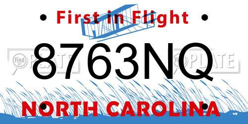 8763NQ North Carolina License Plate