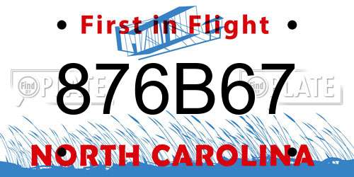 876B67 North Carolina License Plate