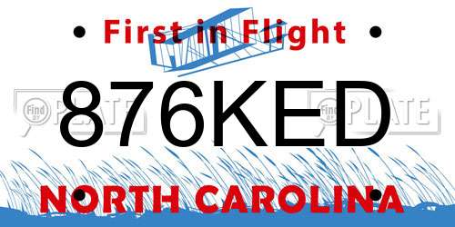 876KED North Carolina License Plate