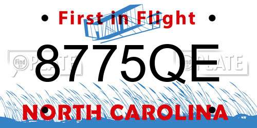 8775QE North Carolina License Plate