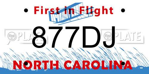 877DJ North Carolina License Plate