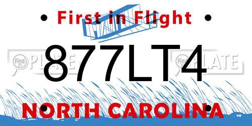 877LT4 North Carolina License Plate