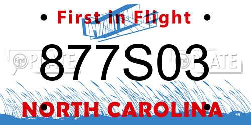 877S03 North Carolina License Plate
