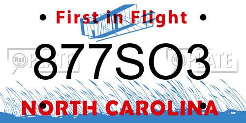 877SO3 North Carolina License Plate