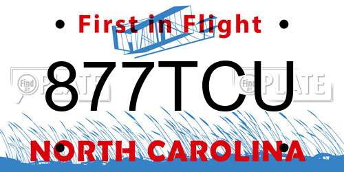 877TCU North Carolina License Plate