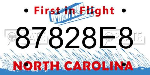 87828E8 North Carolina License Plate