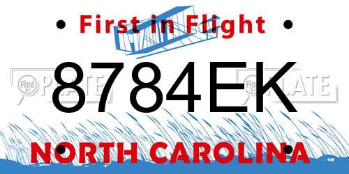 8784EK North Carolina License Plate