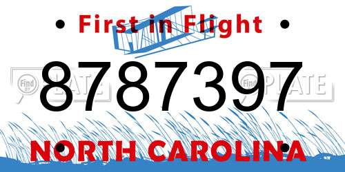 8787397 North Carolina License Plate