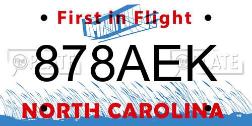 878AEK North Carolina License Plate