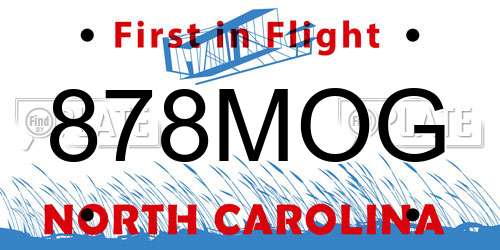 878MOG North Carolina License Plate