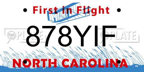 878YIF North Carolina License Plate