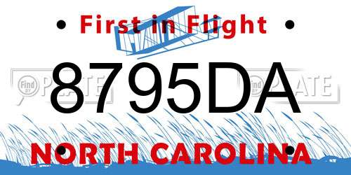 8795DA North Carolina License Plate