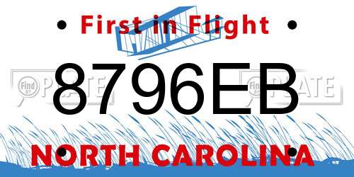 8796EB North Carolina License Plate