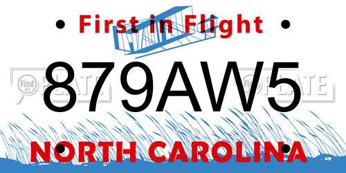 879AW5 North Carolina License Plate