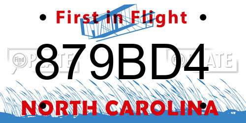 879BD4 North Carolina License Plate