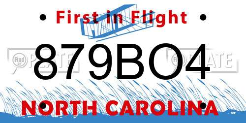 879BO4 North Carolina License Plate