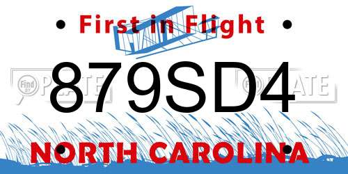 879SD4 North Carolina License Plate
