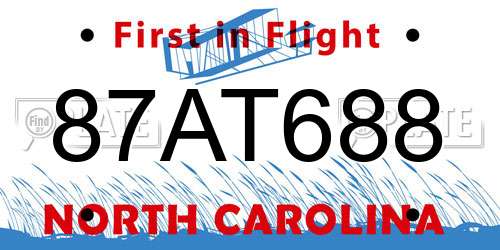 87AT688 North Carolina License Plate