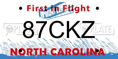 87CKZ North Carolina License Plate